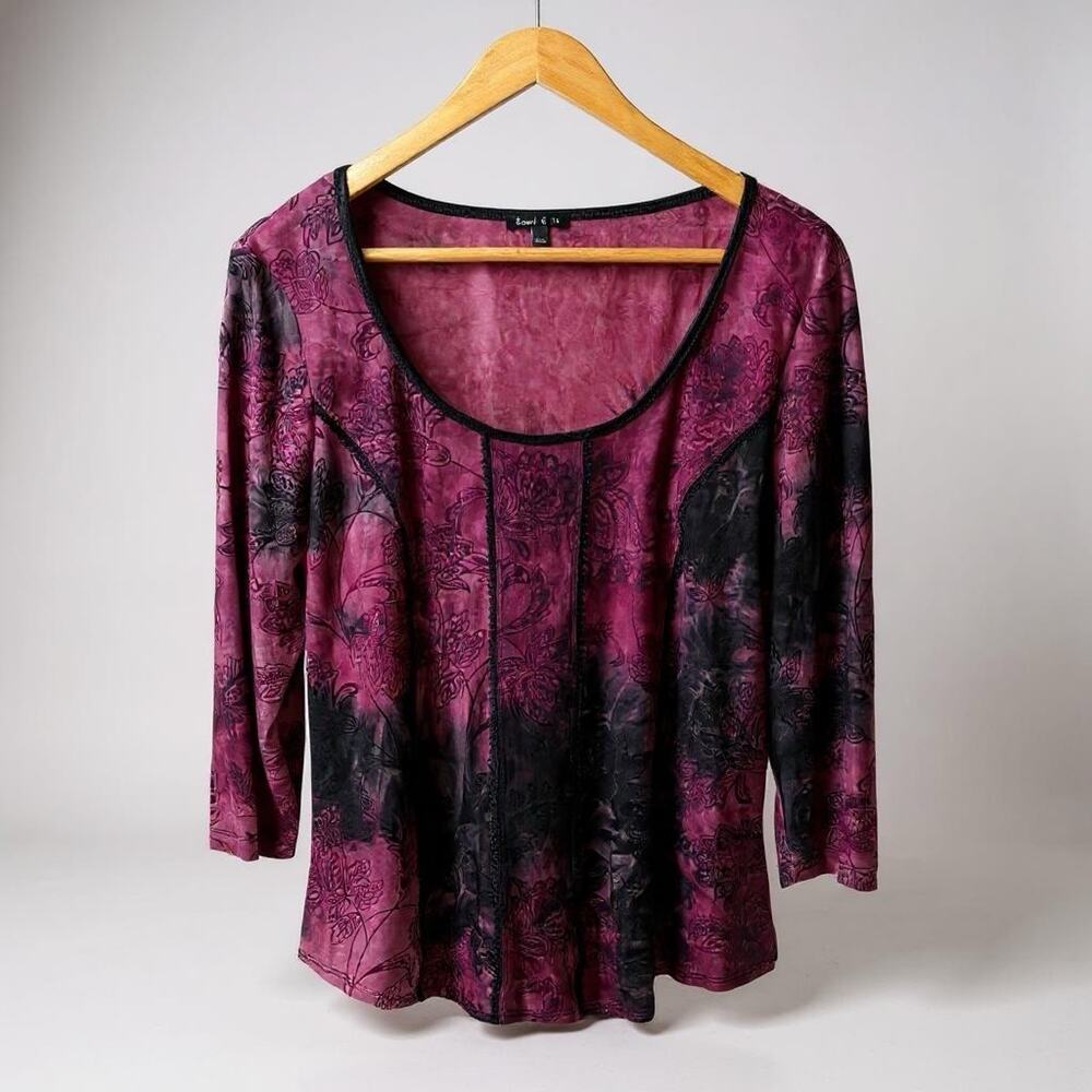 Plum & Black Scoop Neck Women's Top